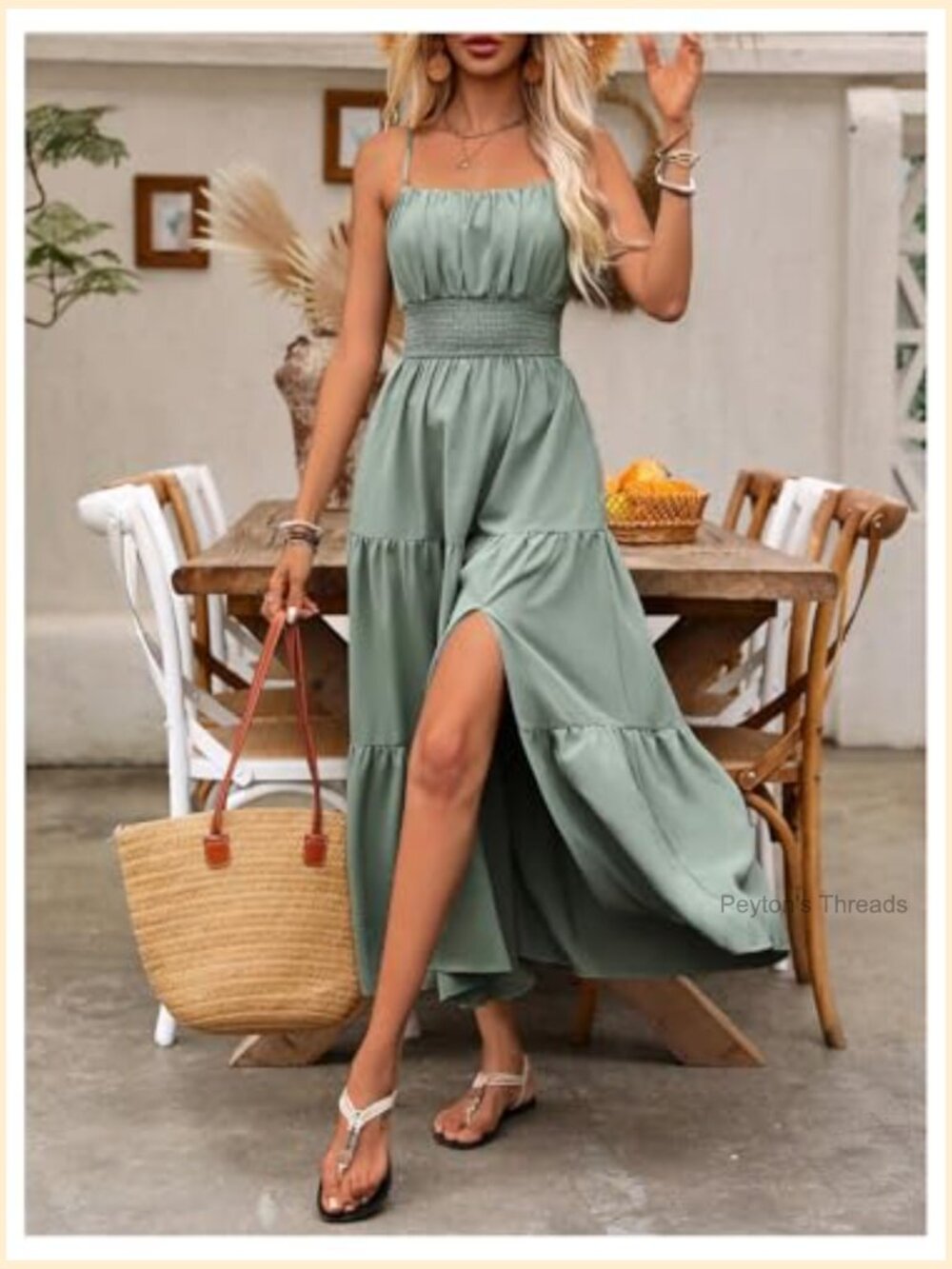 Sleeveless Maxi Dress with Split Hem - Flowy Bohemian Wedding Guest - Picture 6 of 6